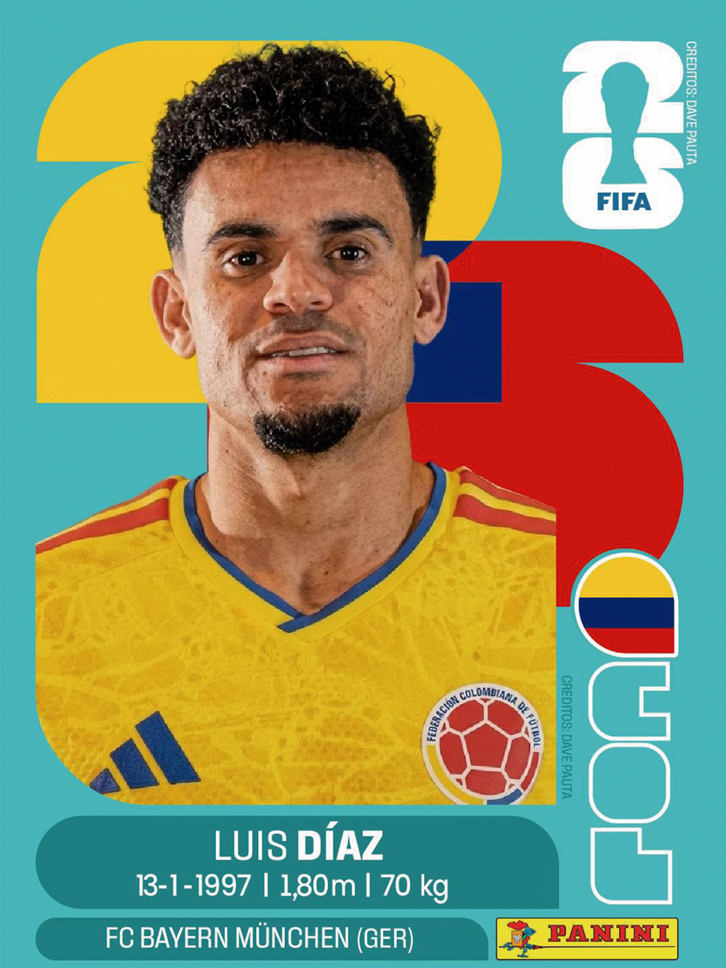 Luis Díaz Colombia | Lámina Mundial 2026 15x20