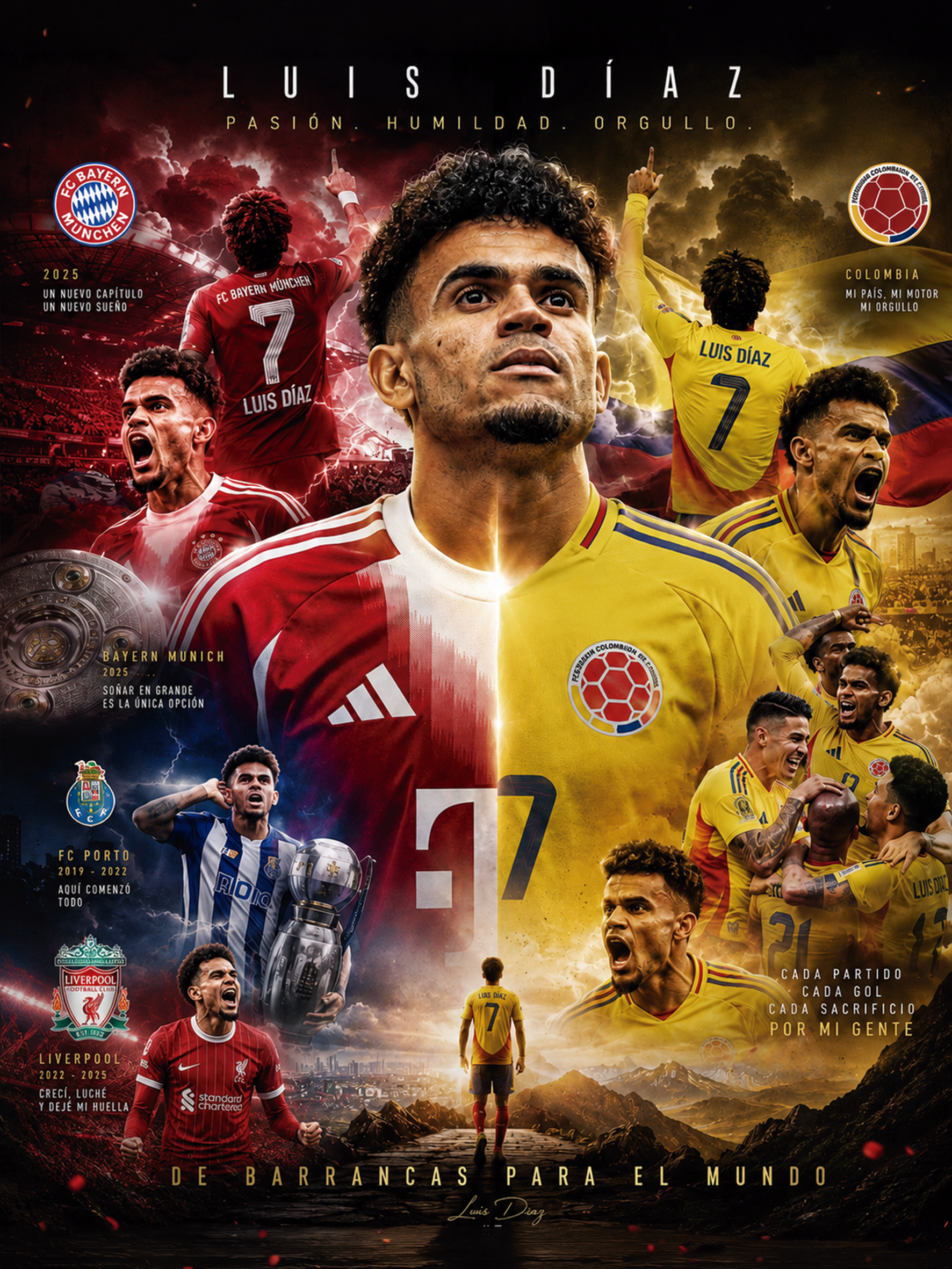 Luis Díaz Colombia | Póster Leyendas del Fútbol 15x20
