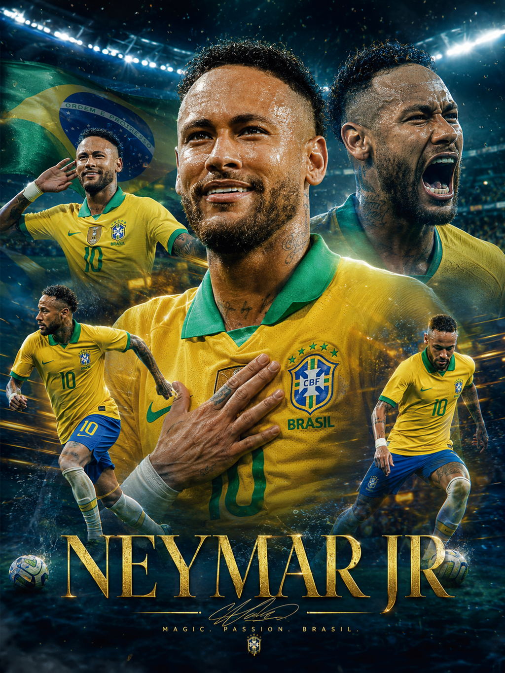 Neymar Jr Brasil | Póster Leyendas del Fútbol 15x20
