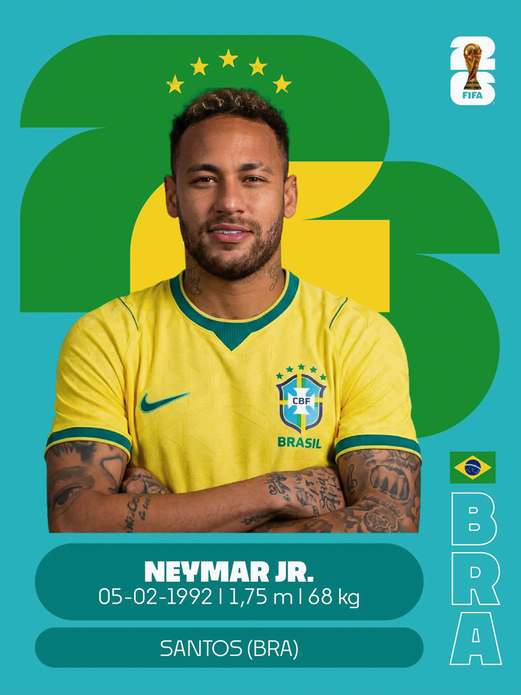 Neymar Jr Brasil | Lámina Mundial 2026 15x20