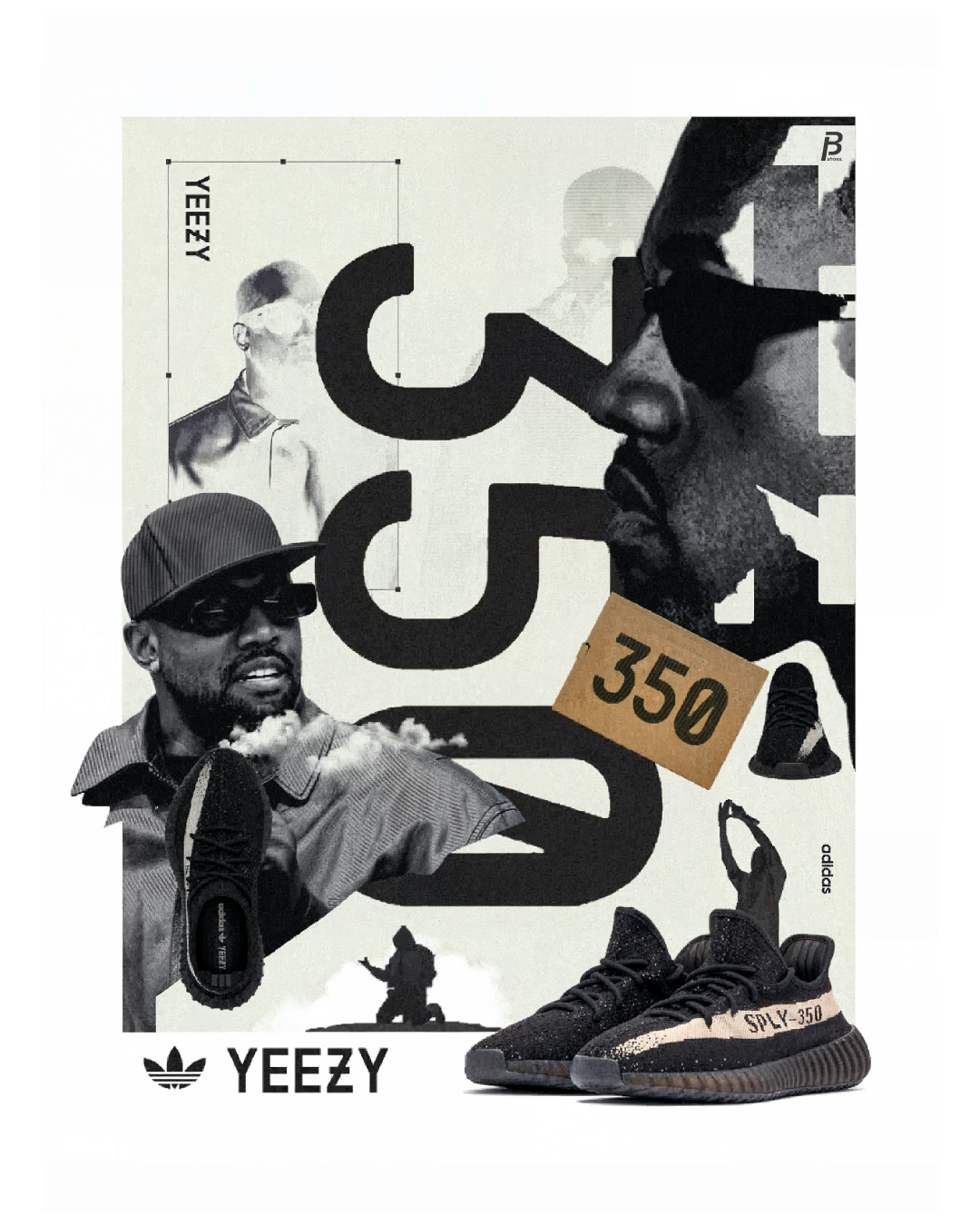 Cuadro Yeezy 350 Adidas – Arte Urbano Sneaker Collage